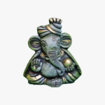 Handcrafted Lovely Little Auspicious Vaastu Clay Decor Ganesha Green and Gold Sculpture