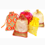 Assorted Patola Tissue Velvet Fabric 5 Potli set